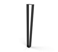CIME-Pied de meuble en métal plat. Pour table haute. Platine 3 trous . Acier, coloris noir. Dimensions : L.100mm. H.710mm. P.50mm. Ep.4mm. Pied de table décoratif.