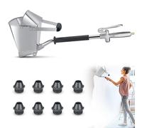Ciment Mortier Pistolet,4 Jet Hopper Plâtre et Stuc Pulvérisateur À Pulvérisation avec Couvercle Trémie Pistolet avec 8 Buses Métalliques Supplémentaires pour Murs et Plafonds DIY