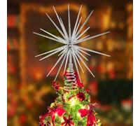 Cimier de Sapin de Noël argenté de 35 cm - Étoile Explosive en 3D pour Sapin de Noël