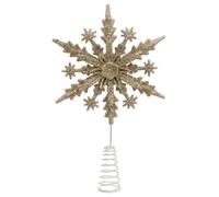 Cimier de Sapin Pailleté Flocon 23cm Or