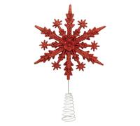 Cimier de Sapin Pailleté Flocon 23cm Rouge