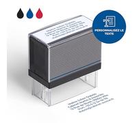 Cimpress Tampon Auto-Encreur Personnalisable avec Texte, Nom, Adresse ou Société, Grand Format 6,7 x 2,8 cm, Encre Bleue, Idéal pour Bureau et Usage Professionnel