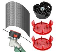 cimsfcor Bosch F016800431 Lot de 50 fils de débroussailleuse 3,5 mm avec 1 tête de coupe de rechange F016F04839 et 2 capuchons de rechange F016F04841 compatibles avec débroussailleuse Bosch AFS 23-37