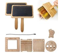 cimsfcor Lot de 8 pinceaux à carder en bois, crochet carré et planche de guidage pour travaux manuels en feutre