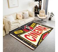 Cinema Tapis de Sol 100x150cm pour Chevet,Tapis de Cinéma pour Enfants,Film Thème Intérieur Tapis de Sol Cloison Popcorn Filmstrip Imprimer Tapis D'Avis Salon Chambre Porte Set,Jaune Noir Rouge