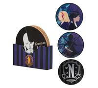 Cinereplicas Mercredi - Set de 4 sous-Verres Mercredi Addams 9,5cm de diamètre - Licence officelle