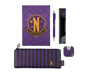 Cinereplicas Mercredi - Set de 5 Accessoires de Papeterie Académie Nevermore - Licence Officielle