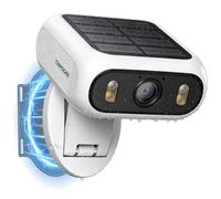 CINMOORE Caméra de sécurité solaire d'extérieur sans fil, caméra WiFi double bande 2,4 GHz 5 GHz, support pliable magnétique, détection d'homme/véhicule AI, vision nocturne en couleur, sirène