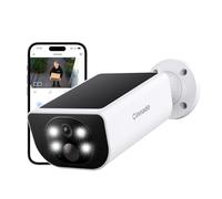 Cinnado 2K Camera Surveillance WiFi Exterieure sans Fil - Camera Exterieur sans Fil Solaire avec Panneau Solaire Intégré, 2.4GHz, Audio Bidirectionnel, Vision Nocturne Couleur, Alerte PIR, IP65