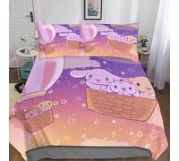 Cinnamoroll Sets Housses De Couettes Imprim¿¿E D,Parure De Lit Housse De Couette Anime Parure De Couette En Microfibre Avec Taies D'oreiller Pour Adole