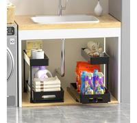 Cinnani Lot de 2 Rangement sous Evier,Design en L,2 Niveaux Organisateur sous Evier Tiroir Coulissant à Extraction,étagère sous évier Cuisine pour Cuisine Salle de Bain