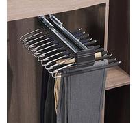 Cintre à Pantalons Coulissant, Porte-Pantalons Coulissant à Montage supérieur, Cintre à vêtements Extensible à Double rangée avec Rails amortisseurs, Barre de Valet de Placard pour Foulards,