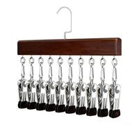 Cintre à vêtements 12 clips en bois massif multifonction pour économiser de l'espace à suspendre pour pantalons, jupes, écharpes, armoire (couleur vintage)