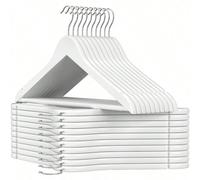Cintre Bois, Cintre à Vêtements, avec Encoches, pour Vestes, Manteaux, Costumes, Chemises, Crochet Rotatif à 360°, Antiglisse, Longueur 44 cm, Lot de 20, Blanc Prenez soin de vos habits : Fini les hab