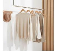 Cintre Bois, Lot de 20, avec Encoches Antiglisse, Barre Antiglisse pour Pantalons, Crochet Pivotant 360°, Couleur Boisée et Argent