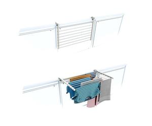 Cintre de balcon, séchoir à linge de balcon, corde à linge pliante d'extérieur en acier inoxydable et aluminium - Foxydry Duo White 82 cm