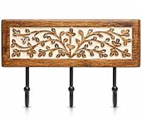 Cintre décoratif vintage rustique en bois et fonte à fixation murale pour veste, peignoir, serviette, porte, pour couloir, salon, entrée, salle de bain, chambre à coucher