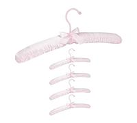 Cintre en Satin, Lot de 15, Cintre rembourré Doux, pour Vestes, Crochet Rotatif 360°, 38 cm, Noeud décoratif, Rose