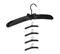 Cintre en Satin, Lot de 25, Cintre rembourré Doux, pour Vestes, Crochet Rotatif 360°, 38 cm, Noeud décoratif, Noir