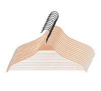 Cintre KADAX en Bois avec épaules crantées, Barre à Pantalons, cintres Peu encombrants pour Pantalons, Jupes, Chemises, Costumes, antidérapants, Crochets métalliques rotatifs à 360 ° (12)