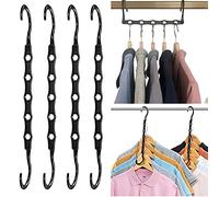Cintre Magique Gain de Place, 4 Pièces, Organisateur de Dressing, Noir | Crochets Rotatifs 360°, Support Vertical Multi-Couches, Pour Chemises Pantalon Sacs, Rangement Armoire Idéal