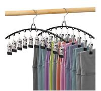 Cintre Pantalon 2 Pièces Cintres Porte-Pantalons avec Pinces Métal Ceintres Gain de Place pour Shorts Jupes Leggings (Noir)