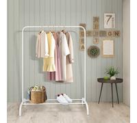 Cintres à chaussures, qualité commerciale, pour présentation, rangement, blanc Portant à vêtements en métal à tige simple en fer sans roulettes, blanc/noirTaille de l'emballage : 114,5*4*25 cm Poids b