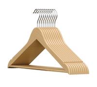 Cintres en Bois, Lot de 10, Fins, avec Encoches, Crochet Pivotant 360°, Beige