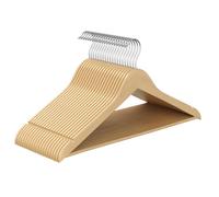 Cintres en Bois, Lot de 20, Fins, avec Encoches, Porte-pantalons, Crochet Pivotant à 360°, Bois de Bouleau, Naturel