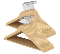 Cintres en Bois pour Costumes, Lot de 50, avec Encoches, 43 x 0,8 x 21 cm, Naturel