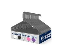 SereneLife Cintres - Cintres en Plastique - Antidérapants - Porte-Vêtement Fins et Gain de Place - pour Chemises, Pulls, Sweats, Vêtements Enfants et Robes - Ultra-Fins - Légers - Lot de 30 - Gris