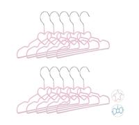Cintres enfants, set de 20, cintres bébé, décoratifs, chemises, t-shirts, motif cœur, 30 cm, métal et pvc, rose