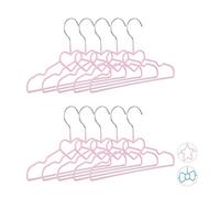 Cintres enfants, set de 20, cintres bébé, décoratifs, chemises, t-shirts, motif cœur, 30 cm, métal et pvc, rose