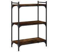 CIOURSTO Bibliothèque Industrielle, étagère de Rangement Ouverte Rustique en Bois et Métal, Bibliothèque Multi-étagères pour Salon, Bureau à Domicile et Cuisine (Chêne fumé #15)