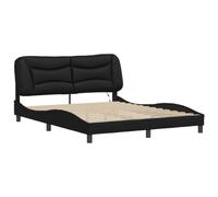 CIOURSTO Cadre de Lit en Simili Cuir avec Lumières LED, Cadre de Lit à Plateforme rembourré et incurvé, Moderne, avec Tête de Rembourrée et Lattes en Bois pour Chambre à Couch (160 x 200 cm)