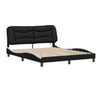 CIOURSTO Cadre de Lit en Simili Cuir avec Lumières LED, Cadre de Lit à Plateforme rembourré et incurvé, Moderne, avec Tête de Rembourrée et Lattes en Bois pour Chambre à Couch (160 x 200 cm)