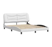 CIOURSTO Cadre de Lit en Simili Cuir avec Lumières LED, Cadre de Lit à Plateforme rembourré et incurvé, Moderne, avec Tête de Rembourrée et Lattes en Bois pour Chambre à Couch (160 x 200 cm)