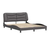 CIOURSTO Cadre de Lit en Simili Cuir avec Lumières LED, Cadre de Lit à Plateforme rembourré et incurvé, Moderne, avec Tête de Rembourrée et Lattes en Bois pour Chambre à Couch (160 x 200 cm)