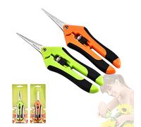CIOUYAOS 2pcs Sécateurs précision jardinage, Sécateurs de jardin à bouts droits, Ciseaux de jardinage en acier inoxydable, Sécateurs à main en acier pour la récolte fleurs fruits légumes weed bonsai