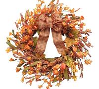 CIR OASES Couronne d'automne de 45,7 cm : orange, vigne, faite à la main, Thanksgiving, récolte