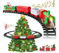 Circuit de train pour sapin de Noël - Circuit suspendu avec fixations - Sans piles - En plastique - Pour usage intérieur - Recommandé à partir de 14 ans - Rouge