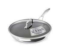 Circulon ScratchDefense Clad Poele Inox Induction 32 cm avec Couvercle | Antiadhésive, bord évasé, poignées froides, passe au four, garantie à vie
