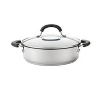 Circulon Total Sauteuse antiadhésive avec couvercle 30 cm - Compatible avec induction en acier inoxydable avec couvercle en verre trempé, passe au four et au lave-vaisselle, argent
