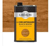 Libéron Cire Antiquaire Black Bison Liquide, Chêne Moyen, 1L | A base de cire de Carnauba, Protège et nourrit en profondeur, Sublime le bois d'une patine durable