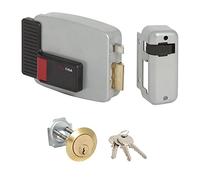 CISA 111610501, serrure électrique à appliquer, 12 V, peint gris aluminium, entrée 50, main droite, cylindre standard