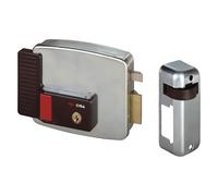 CISA 111731801, Serrure électrique à appliquer, entrée 80 mm, verrou à manivelle manuelle, toit de protection, sous-bouche, bouton, loquet à jour, main droite
