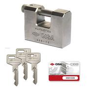 CISA 12855N7500000C3 Cadenas anti-effraction en acier monocloc cylindre C3000 75 mm