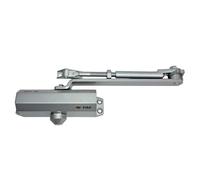 CISA Série 604 - Ferme-porte à crémaillère avec arrêt 16047103097 - Ferme-porte avec vitesse de fermeture réglable - Finition gris aluminium - Pour portes max 80 kg