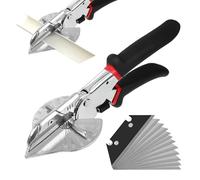 Cisaille à 45 degrés, ciseaux obliques pour rainure de câbles, coupe précise en bois tendre PVC MDF, réglable de 45 à 135 degrés avec 12 lames de rechange