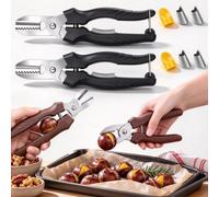 Cisaille à châtaignier 2 en 1, multi-usage, double tranchant, 2B petit | Ouvre-châtaignes économes en main-d'œuvre, ciseaux à noix ergonomiques sûrs avec cuillère et manches pour marquer et éplucher